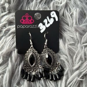 Black and silver dangly earrings